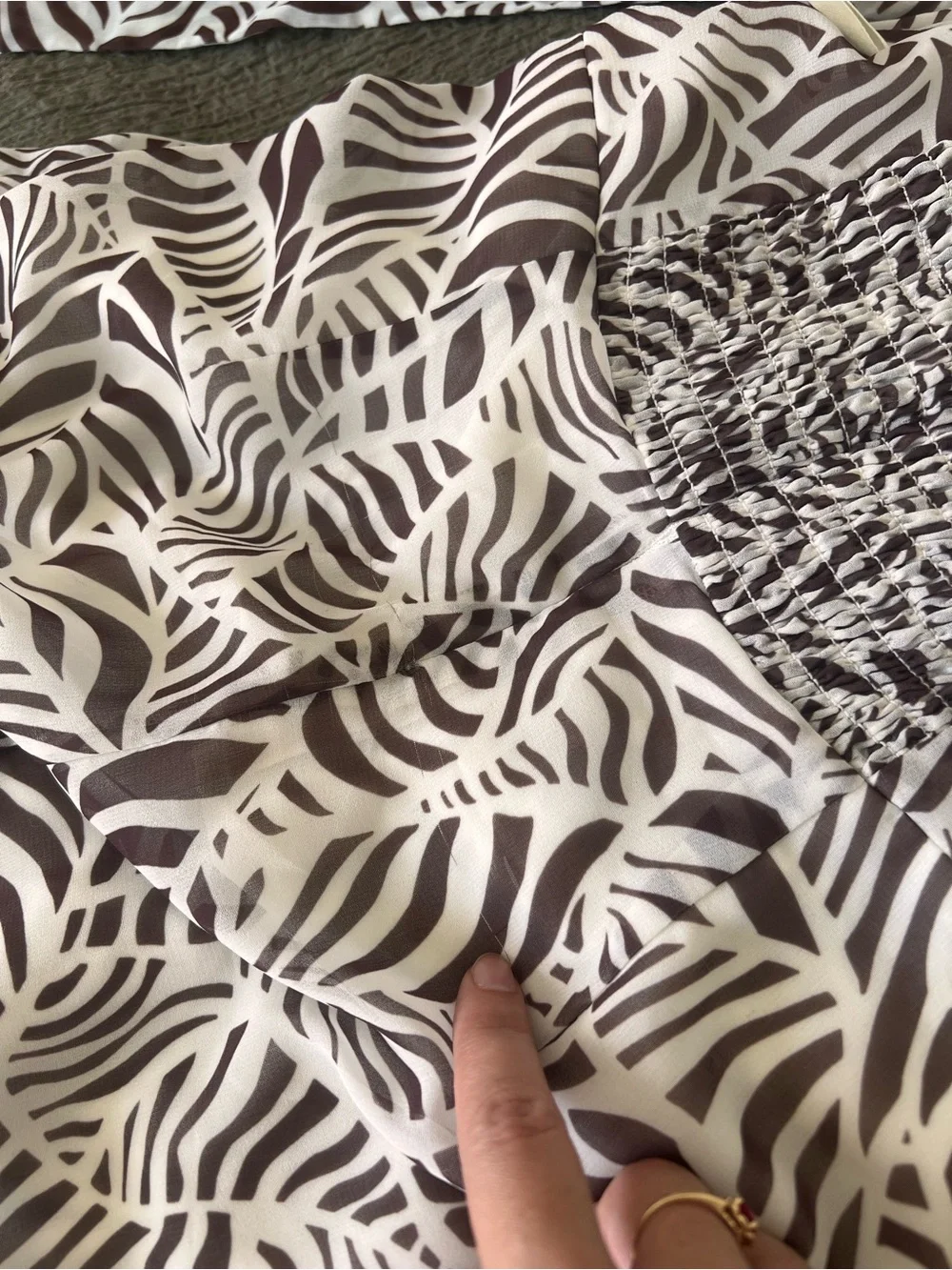 Toccin Halter Sarong Dress Leaves Pattern Brown and White - Size 0